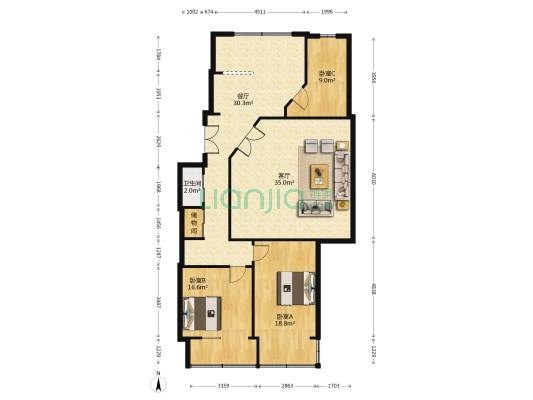 文苑大厦 3室2厅1卫 149平方