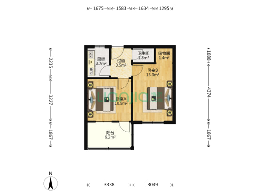 建国小经五路30号 2室0厅1卫 50平方