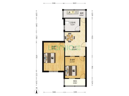 乐民巷1号 2室1厅1卫 62平方