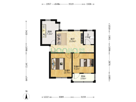 福泽苑 2室1厅1卫 57平方