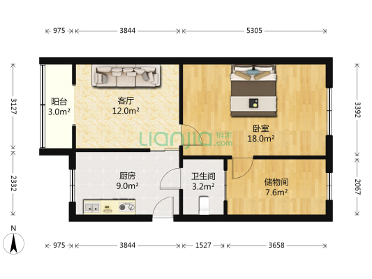 东二经路 1室1厅1卫 63平方