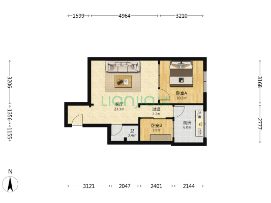 金瓯大厦 2室1厅1卫 70平方