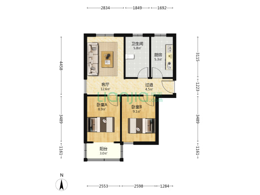 惠民小区二期 2室1厅1卫 71平方
