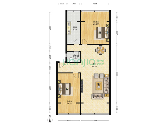 沙河苑 2室1厅1卫 116平方