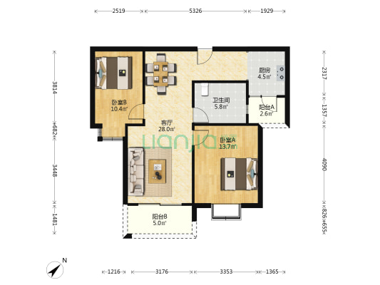永宁傅云小区 2室1厅1卫 84平方