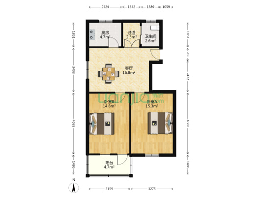 人民路131号 2室1厅1卫 73平方