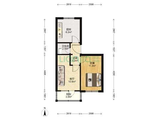 长春街 1室1厅1卫 53平方