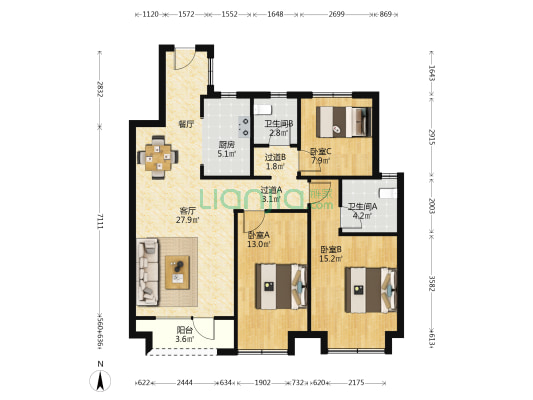 金科恒联·集美常青 3室1厅2卫 115平方