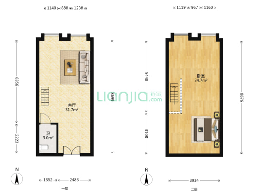 长航蓝晶国际写字楼 1室1厅1卫 48平方