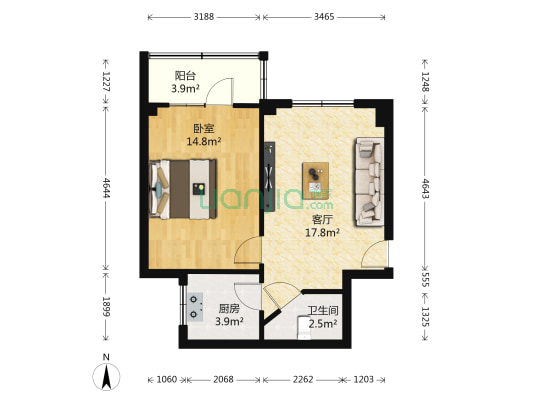 广武门华亭街小区 1室1厅1卫 48平方