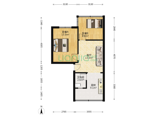 青羊东二路41号 2室1厅1卫 62平方