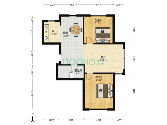 叶知林 2室2厅1卫 98平方