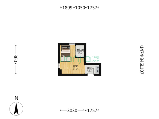 泰兴大楼 1室0厅1卫 19平方