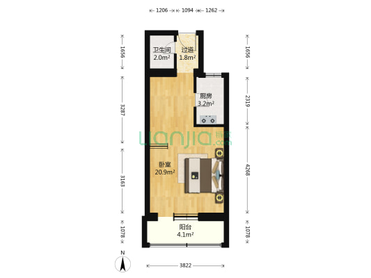 航空胡同11号院 1室0厅1卫 41平方