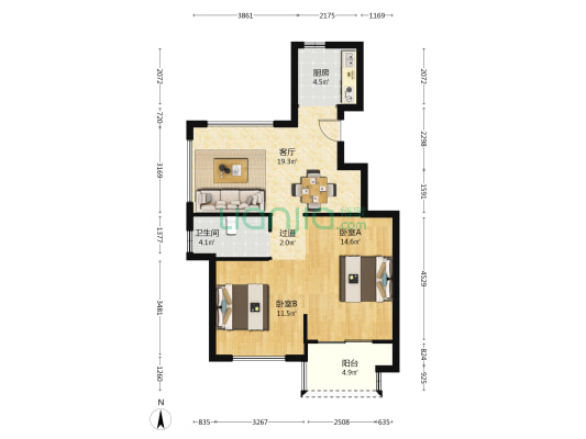 望湾府 2室1厅1卫 85平方