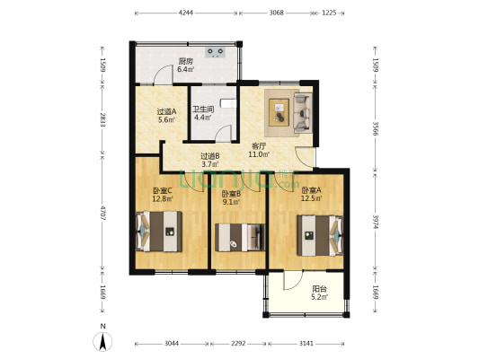 商城东路8号 3室1厅1卫 82平方