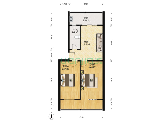 消防宿舍南楼 2室1厅1卫 78平方
