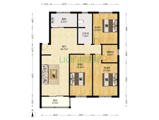 包河苑E区 3室1厅1卫 121平方