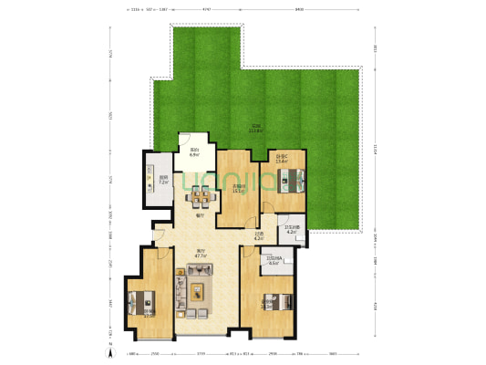阳光城蔷薇溪谷C4小区 3室1厅2卫 167平方