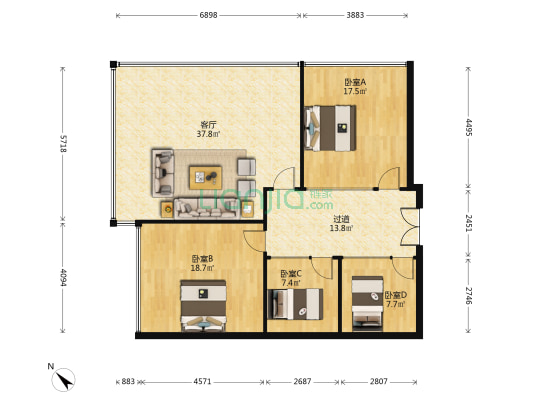 杏林湾商务运营中心 4室1厅0卫 166平方