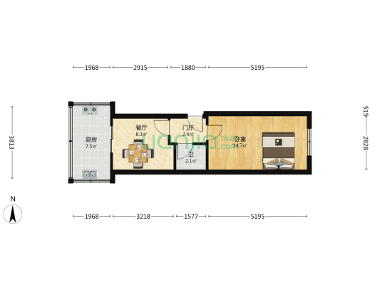民茂街 1室1厅1卫 36平方