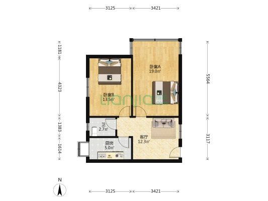 古刹巷13号 2室1厅1卫 65平方