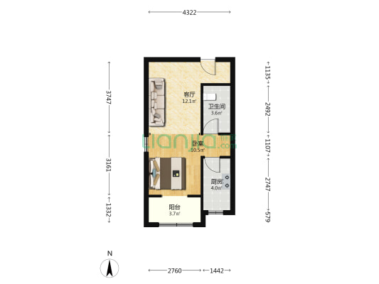 中正·品格 1室1厅1卫 56平方