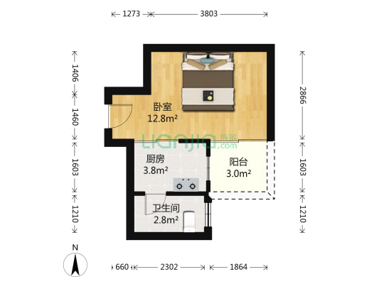 蔚蓝大厦 1室0厅1卫 31平方