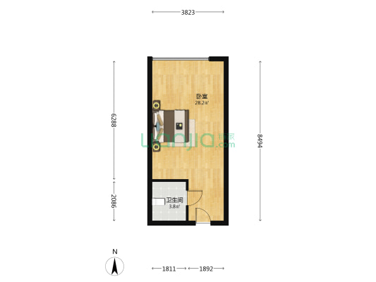SOHO新天地 1室0厅1卫 53平方