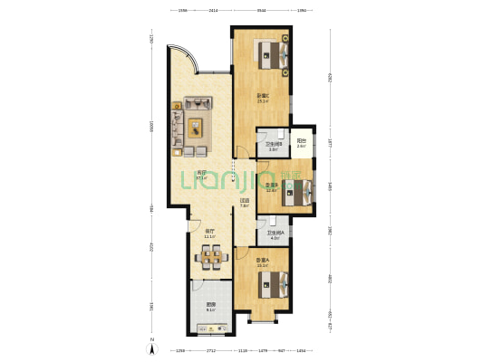 吉佳居 3室2厅2卫 154平方