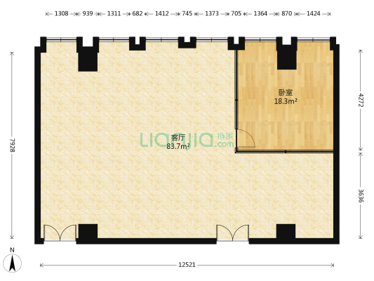中锐佳诚国际大厦 1室1厅0卫 80平方