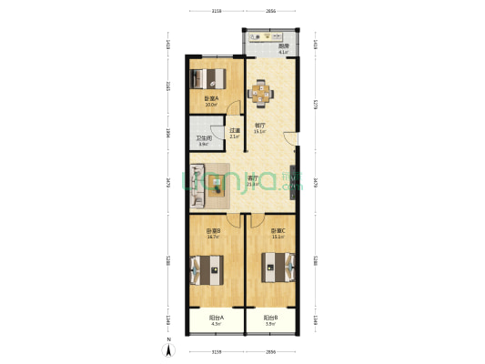 角楼（交通社区边西街75号院） 3室2厅1卫 119平方