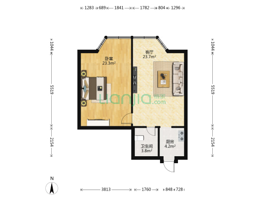 红玫瑰大厦 1室1厅1卫 60平方