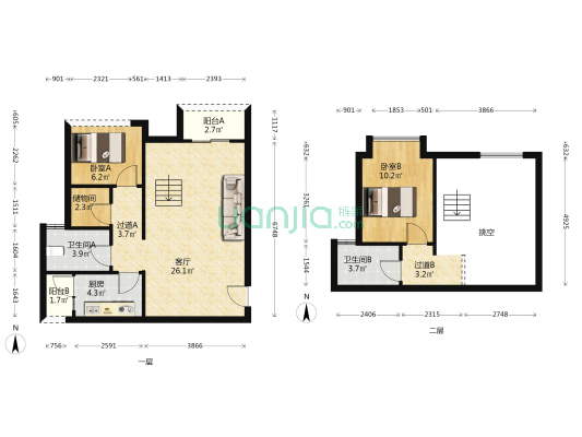 合能枫丹玖悦 2室1厅2卫 89平方