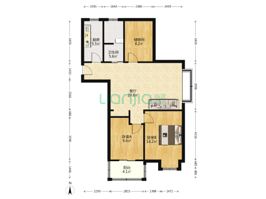 淮肥佳苑兴华苑D区 2室1厅1卫 113平方