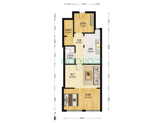 培德里 2室1厅1卫 55平方