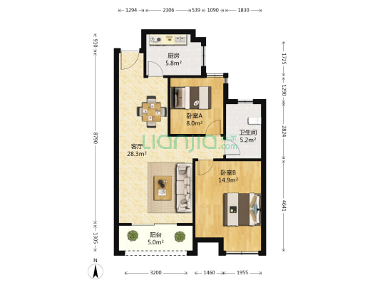 碧悦湾 2室1厅1卫 89平方