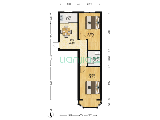 金丰园丁园 2室1厅1卫 60平方