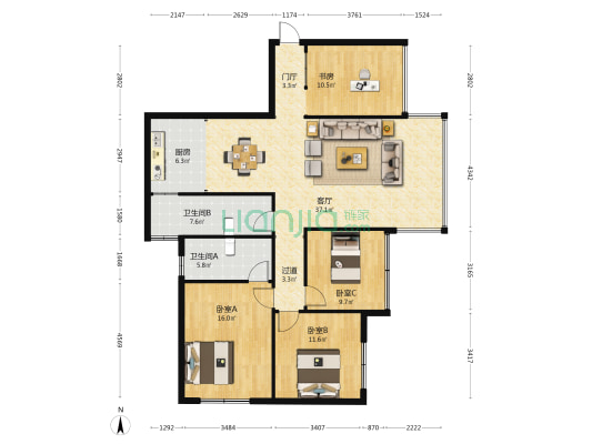 金盆一品 4室1厅2卫 118平方