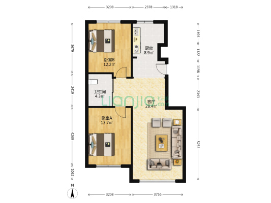 首府小区 2室1厅1卫 97平方