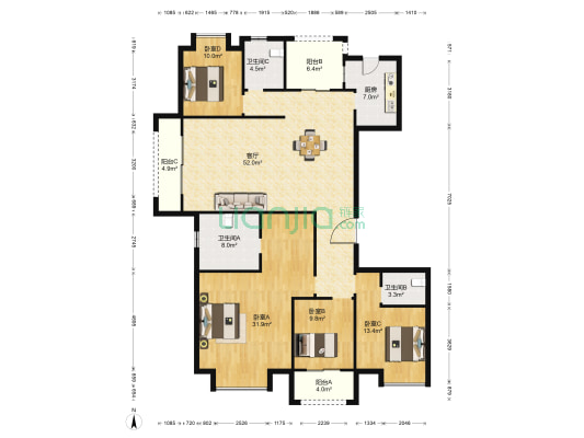天悦湾 4室1厅3卫 194平方