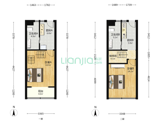银河公寓 2室0厅2卫 91平方
