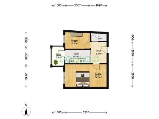 大观园小区 2室0厅1卫 48平方