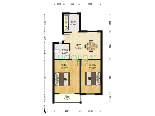勤新南苑 2室1厅1卫 71平方
