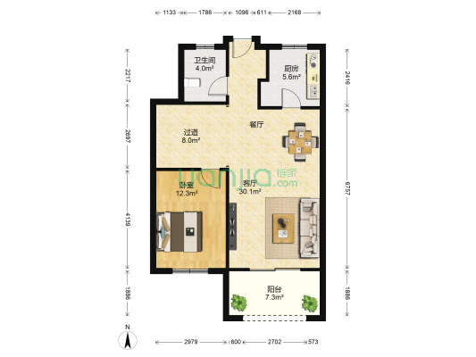 桃源漫步天境 1室1厅1卫 134平方