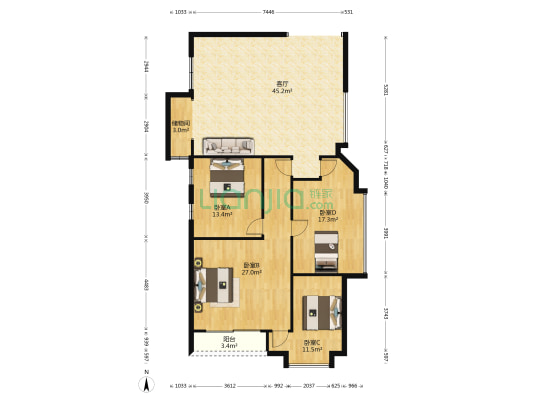 瑞达苑 4室1厅0卫 162平方