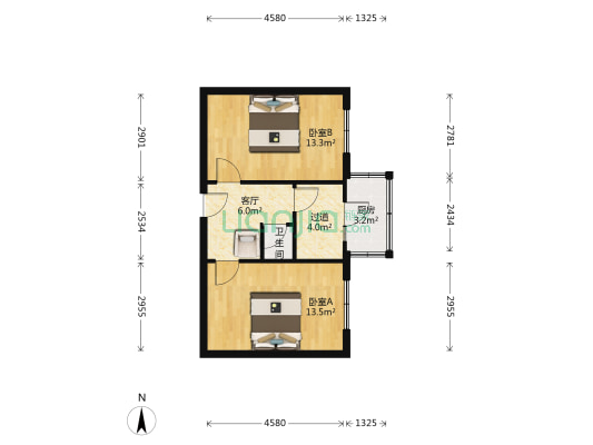 省建二公司院 2室1厅1卫 50平方