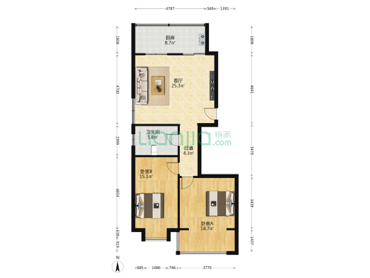 雁宁嘉园 2室1厅1卫 102平方