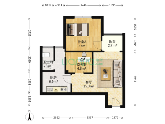 朗苑 2室1厅1卫 52平方