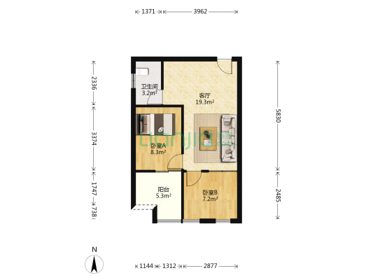 才子嘉都 2室1厅1卫 51平方